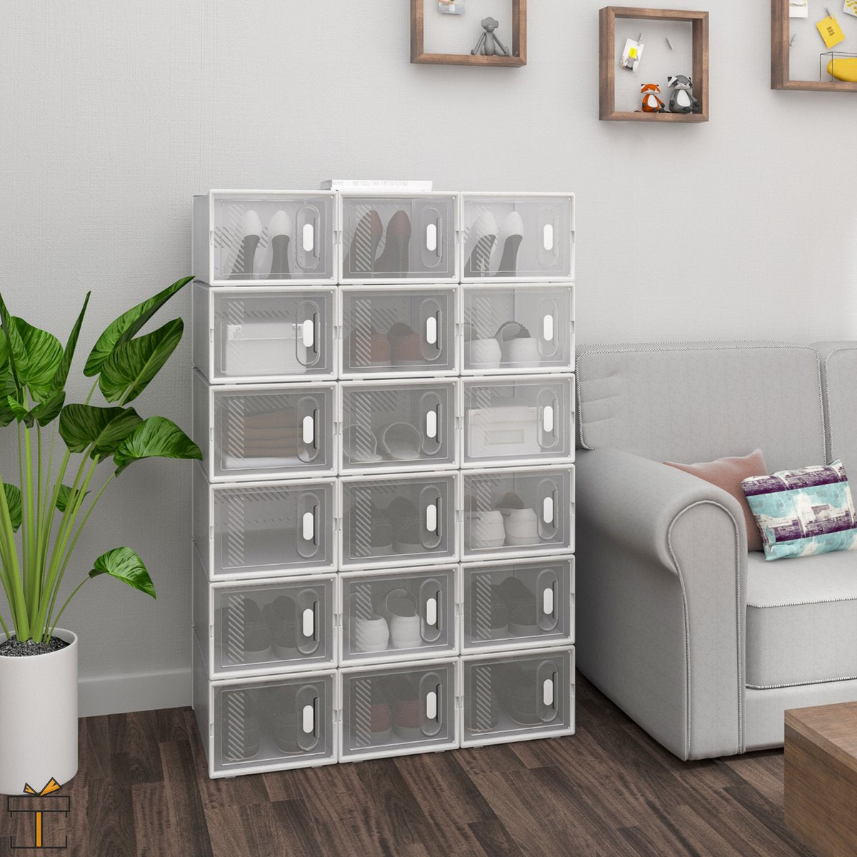 Happyment Schoenenbox PRO - 18 stuks - Transparant - Sneakerbox - Schoenendoos - Opbergsysteem - Opbergbox