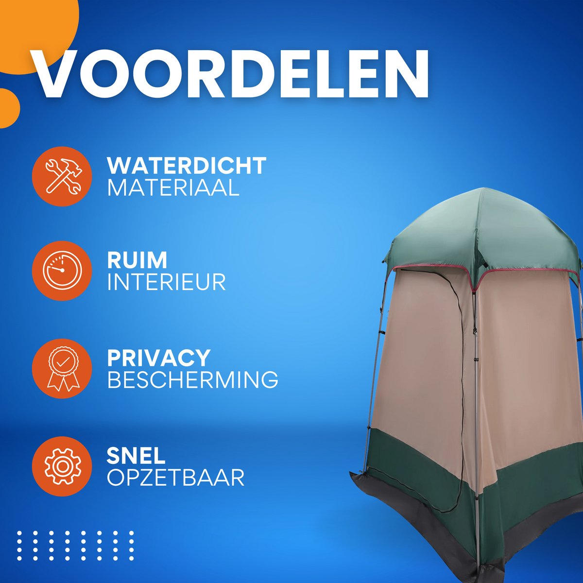 Douchetent camping - Popup - Draagbare toilet- en kleedkamer tent - Stabiele structuur met anti-muggengaas