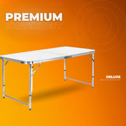 Campingtafel 5 delig - Kampeertafel - Opvouwbaar - Klaptafel - Voor Camping en Tuin - Inklapbaar met 4 Krukken - Aluminium 120 cm - Wit