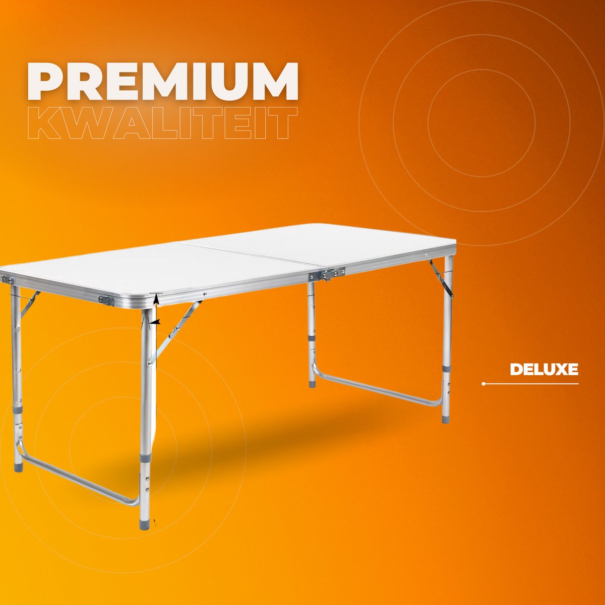 Campingtafel 5 delig - Kampeertafel - Opvouwbaar - Klaptafel - Voor Camping en Tuin - Inklapbaar met 4 Krukken - Aluminium 120 cm - Wit