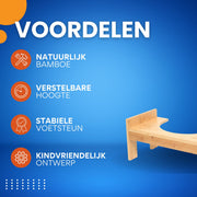 Toiletkruk - Wc krukje - Wc opstapje - Juiste houding - Opstapje voor kinderen - Voor Zindelijkheidstraining Kinderen en Volwassenen - Bamboe