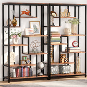 Boekenkast Quinoro - 8 Lagen - Boekenrek Opbergrek - Stellingkast Metaal - Geschikt voor Woonkamer, Kantoor of Slaapkamer - Bruin - 30 cm (D) × 100 cm (B) × 200 cm (H)