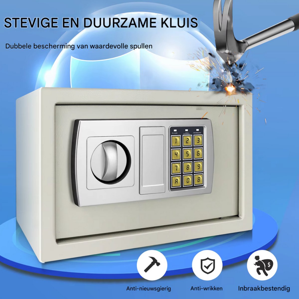 Luxe Brandwerende Kluis - 8,5L Digitale Beveiligingskluis Zyren - Geldkluis & Waardekist - Anti-Diefstal Beveiligingskluis voor Kantoor en Thuis