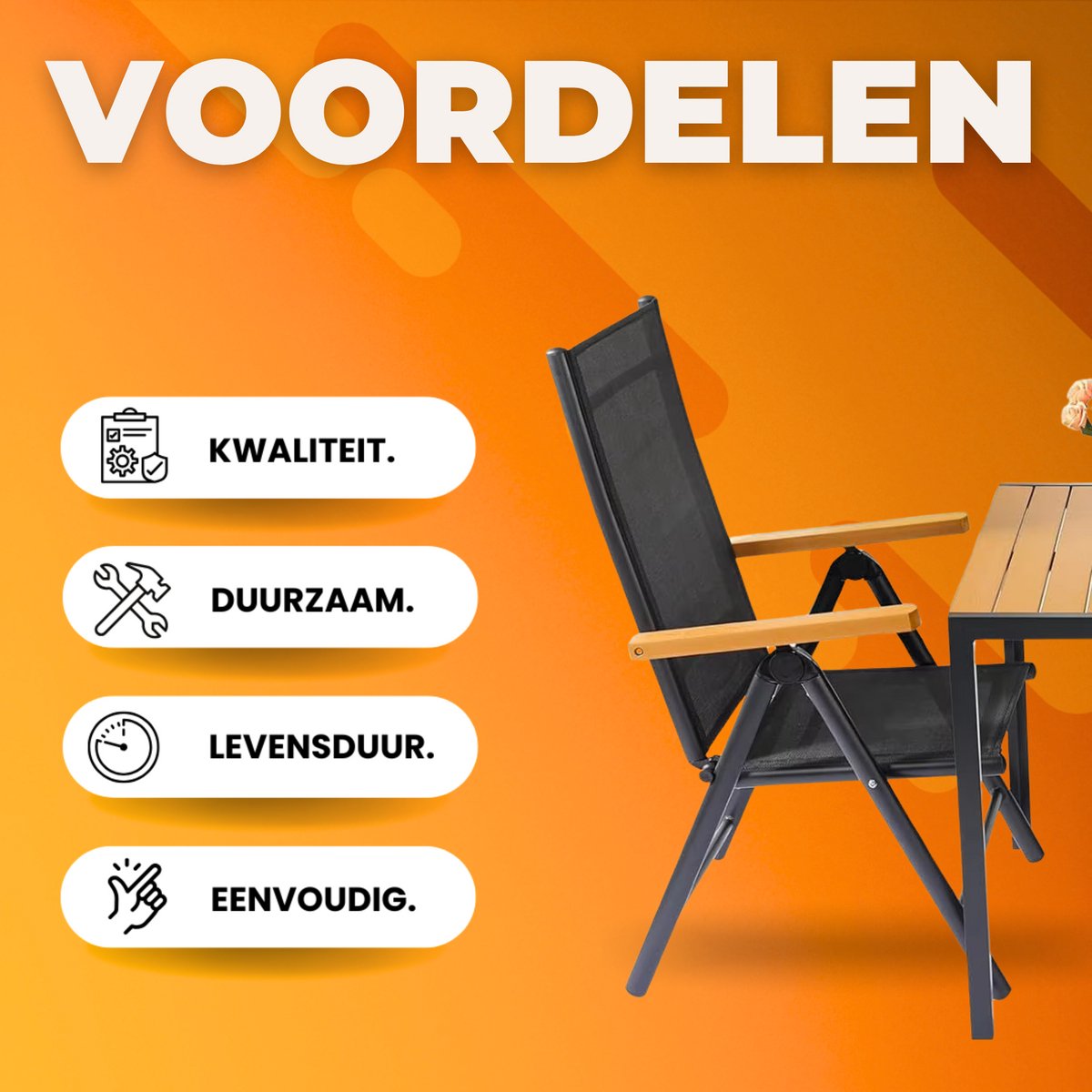 Balkonset Tuinmeubelen - Tuinset - Bistroset - Balkonmeubels - Loungeset - 3-delige set - Aluminium Zitgroep met Tuintafel en 2 Klapstoelen - 7-voudig Verstelbare Hoge Rugleuning