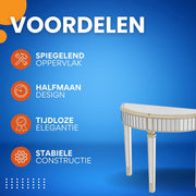 Opulence Sierlijke Wandspiegel met consoletafel - Haltafel set met spiegel - Rond - Woonkamer, hal en slaapkamer