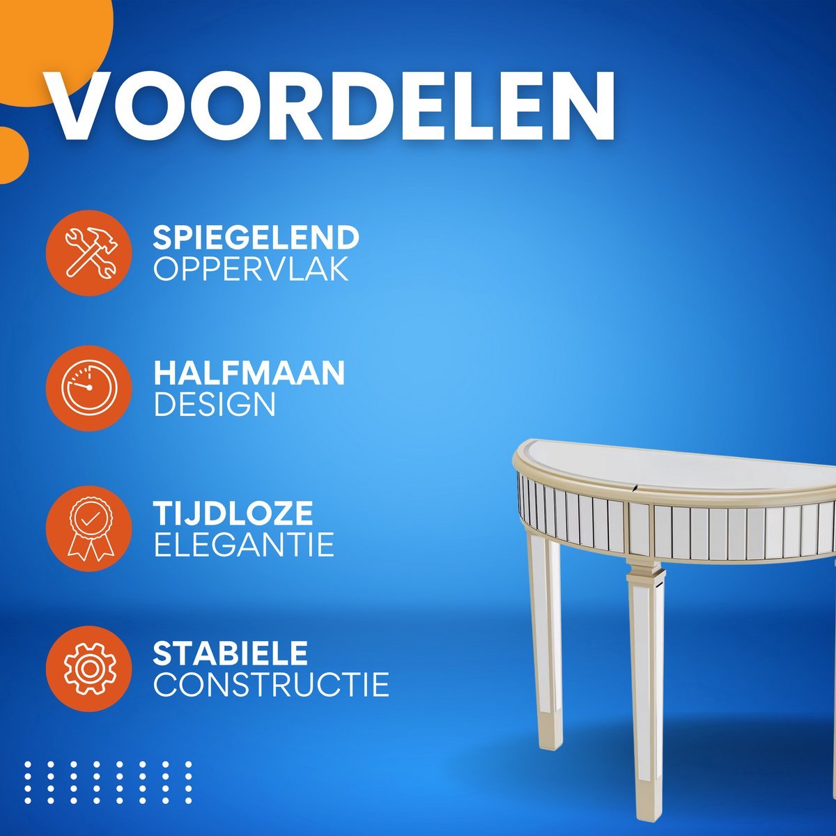 Opulence Sierlijke Wandspiegel met consoletafel - Haltafel set met spiegel - Rond - Woonkamer, hal en slaapkamer