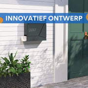 Wandgemonteerde Brievenbus - Met Krantenhouder, Deksel & Slot - Inclusief Sleutel - Weerbestendige Postbus voor Buiten, Tuin & Bedrijf - Grijs