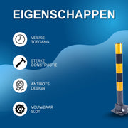 Parkeerpaal - Afzetpaal – Voor auto-opritten of parkeerplaatsen – Vouwbaar – Geel/blauw