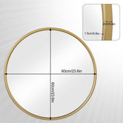 Ronde Wandspiegel - Voor Badkamer, Slaapkamer, Woonkamer en Hal - Stijlvol Gouden Metalen Frame - Moderne Ophangspiegel - 60x60cm