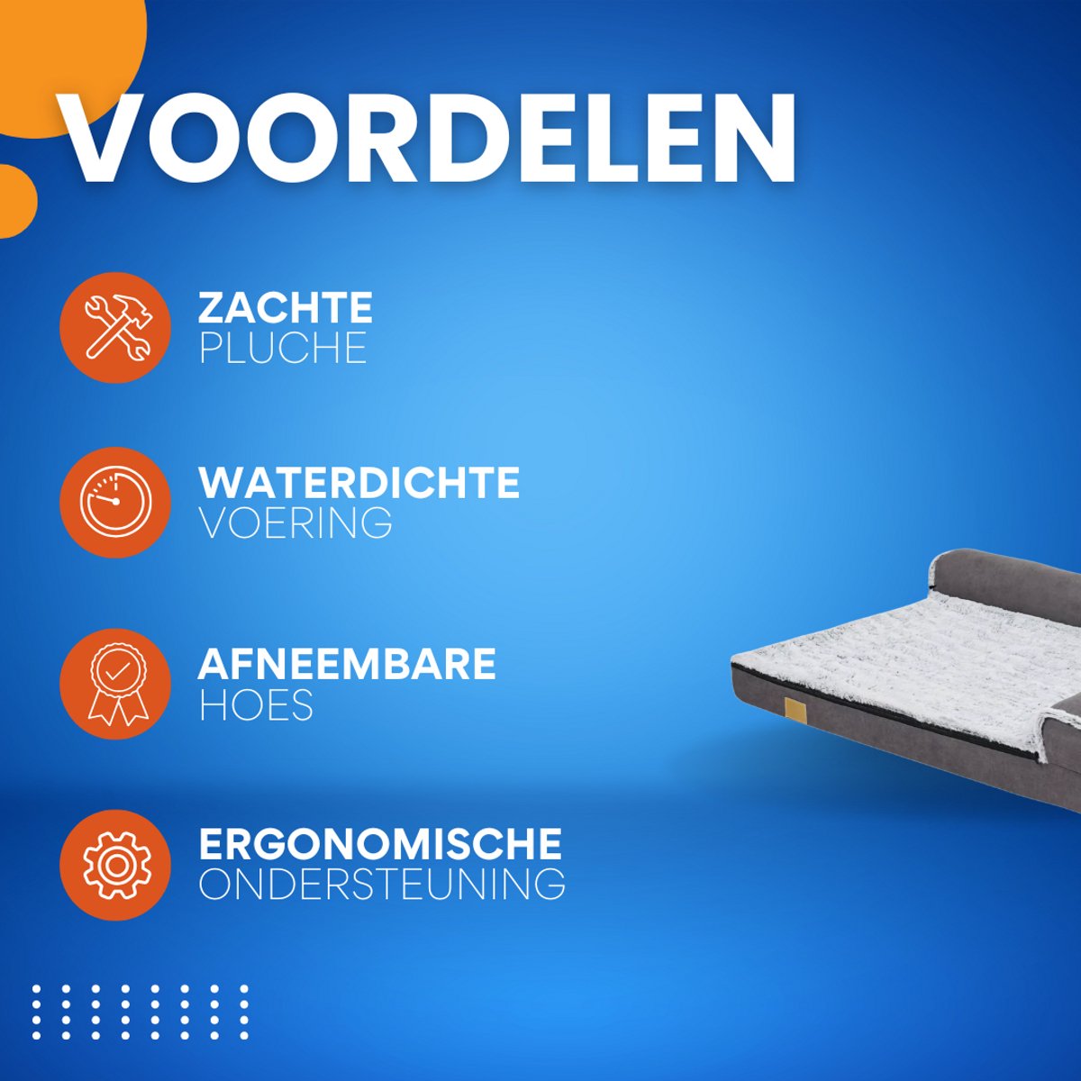 Hondenbed Noire - 120cm - L-vormig - Hondenbank - Hondensofa op poten - Hondenzetel - Comfort en zacht - Afneembaar kussen - Zacht