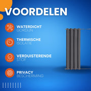 Waterdicht buitengordijnen - Winddicht en verduisterend - Voor Overkapping, Tuinterras, Gazebo en Pergola - Thermisch Geïsoleerd - Donkergrijs 140x213cm