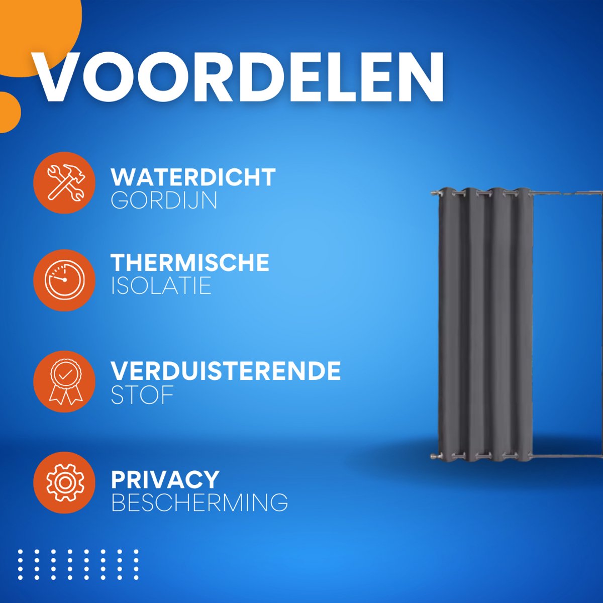 Waterdicht buitengordijnen - Winddicht en verduisterend - Voor Overkapping, Tuinterras, Gazebo en Pergola - Thermisch Geïsoleerd - Donkergrijs 140x213cm