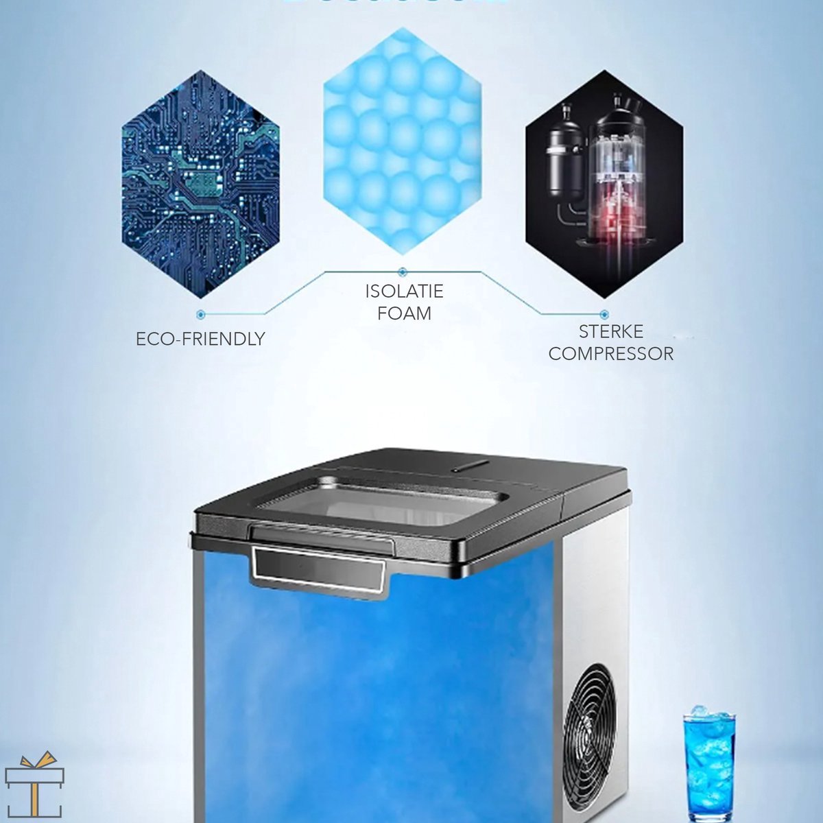 Bolt Edge IJsblokjesmachine - 2,5L - Timer Functie - 15kg/24u - 9 Blokjes/6min - PRO