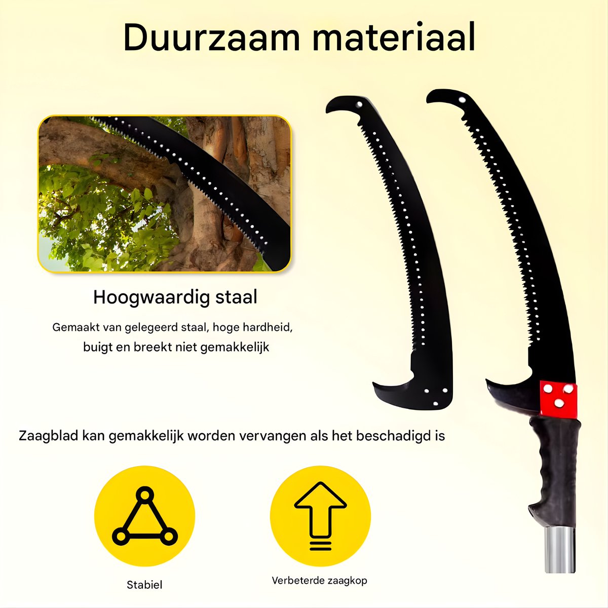 Telescopische takkenzaag - Geel - Takkenschaar - Snoeizaag - 8 meter - Verstelbare lengte - Voor tuin