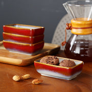 Nobilia Rechthoekige bakken - 4 delig - 4.5 inch - Rood - Dinerborden - Bordenset - Diepe borden - Ontbijtborden - Servies - Keukenservies