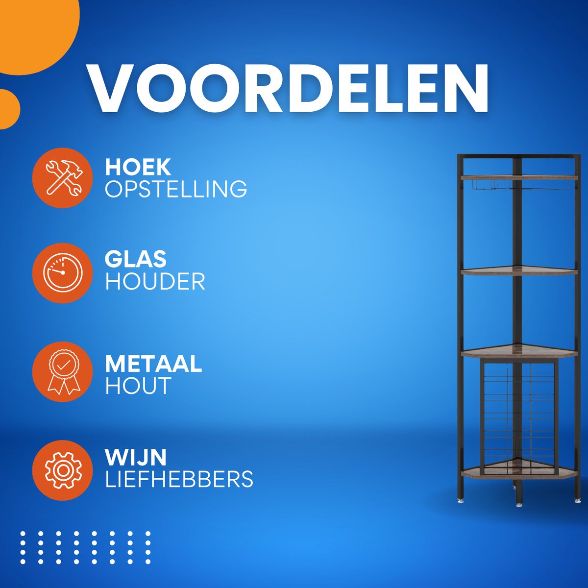 Hoek Wijnrek - Flessenrek - Barkast - Drankkast - Wijnkast - Opbergkast - 4-Laags - Zwart - 40x40x160cm