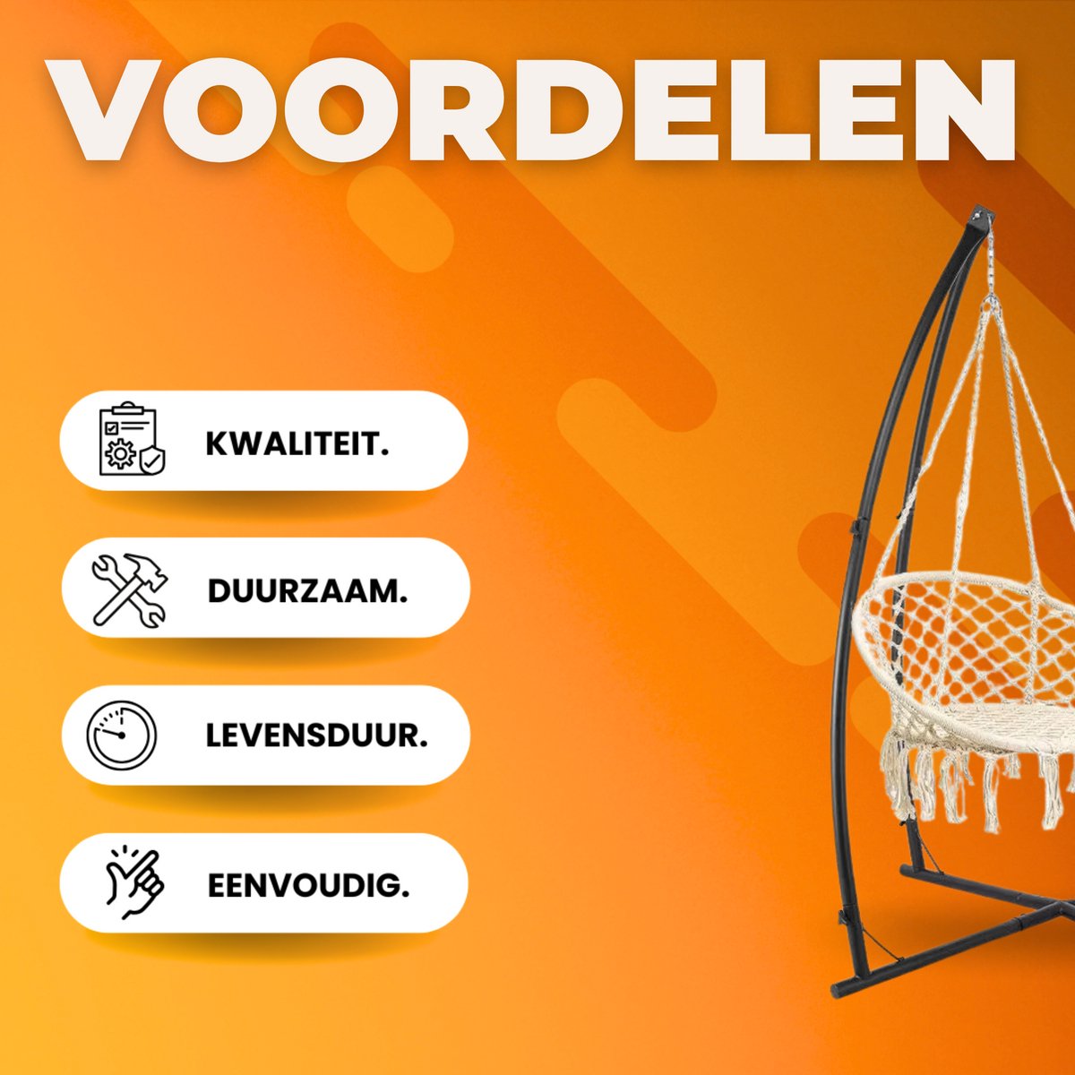 Hangstoel standaard - Zonder stoel - C-Type/X-Type - Voor binnen - Cocoon - Massief stalen frame - met Haak - Verstelbaar - 210CM