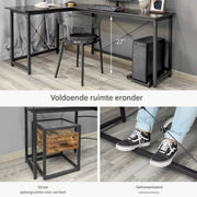 L-Vorm Bureau - Voor Thuis en Kantoor - Computer en Gaming Werkstation Tafel - Studiebureau 190 cm x 120 cm x 75 cm - Zwart