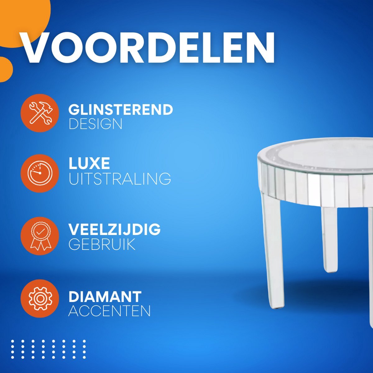 Salontafel Crystal Vaylen - Ronde salontafel - Woonkamer - Kristal - Bijzettafel - Side table