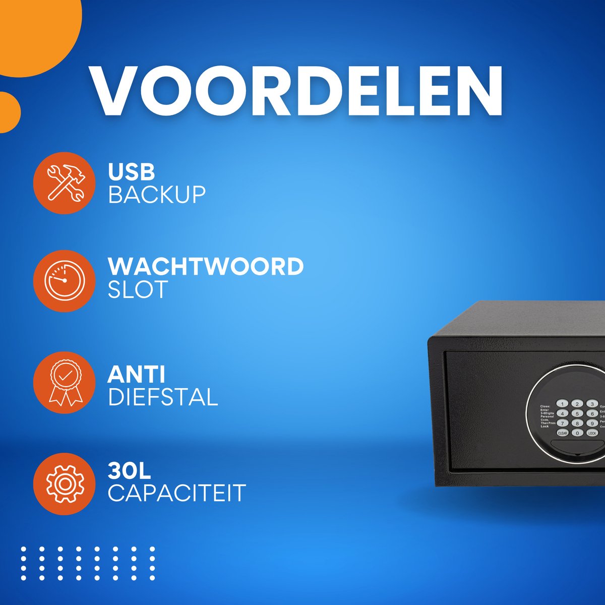 Kluis - Met Cijferslot - Brandwerend - Voor Thuis, Slaapkamer en Kantoor - 30L Beveiligingsbox - Zwart