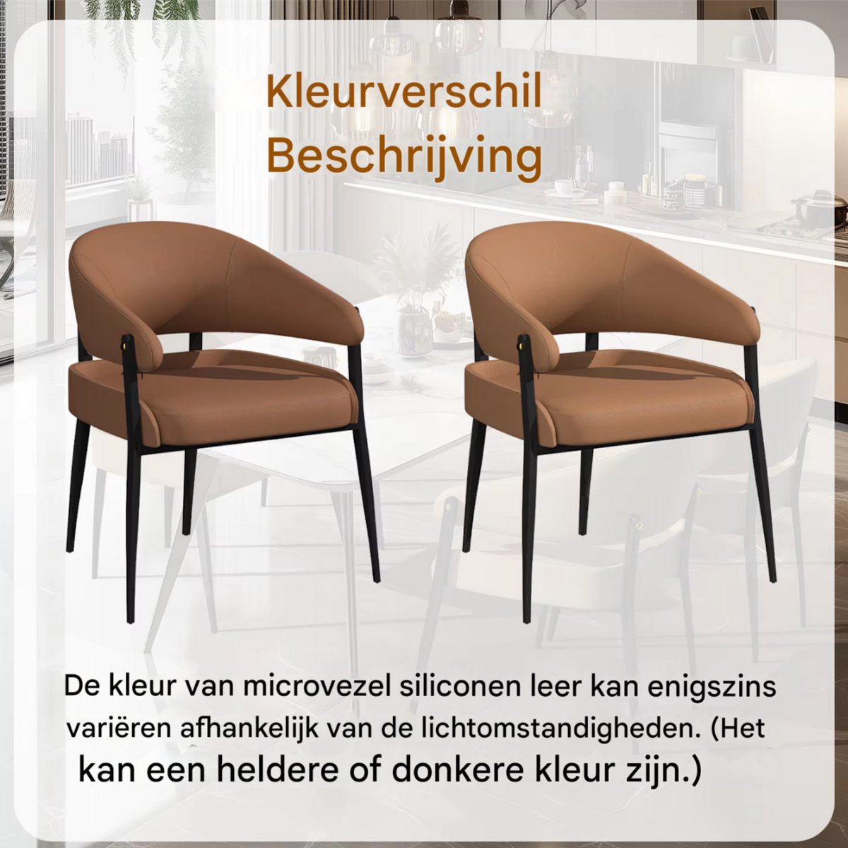 Luxe Keukenstoelen - Set van 2 - Microvezelleer Eetkamerstoelen met Gestoffeerde Zitting - Voor Restaurant, Hotel of Kantoor
