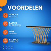 Consoletafel Novio - Goud - Sidetafel - Wandtafel - Haltafel - Zwart - Woonkamer - Zwart Marmerlook