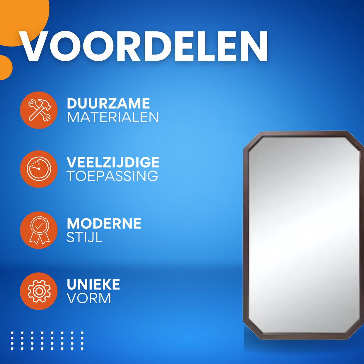 Wandspiegel Luxeus - Organisch - 70x120cm - Voor Woonkamer, Slaapkamer & Badkamer - Decoratieve - Walnoothouten Frame