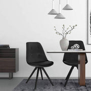 Bezoekersstoelen - Zwart Velvet - Houten poten - Zithoogte 46cm - Set van 2