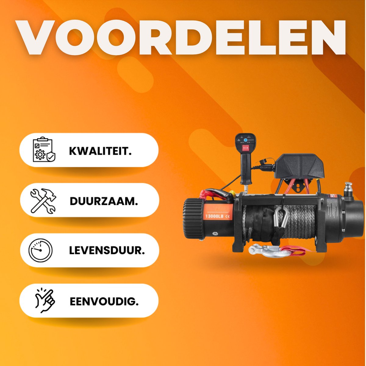 Elektrische Takel - Lier - Hijskraan - Draadloze afstandsbediening tot 20m - 6000KG Power Winch - 12V DC Offroad motor truck