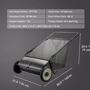 Handmatige hark grasmaaier PRO - Snel bladeren en takken verzamelen - Handmatig Grasmaaier - 66cm Veegbreedte - 198L Capaciteit