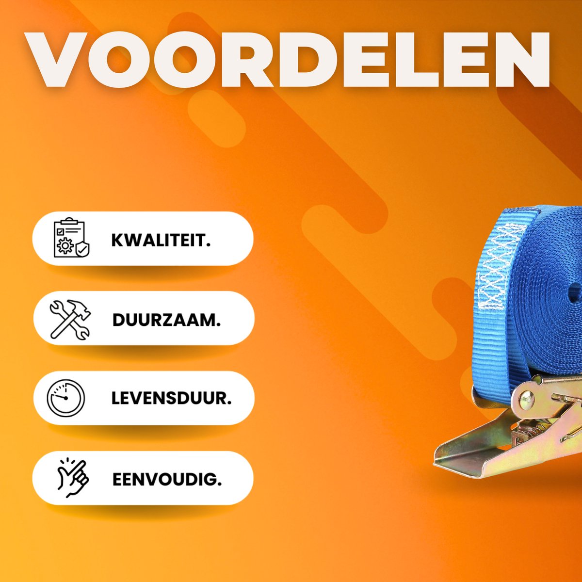 Harde Spanbanden - Sjorbanden - Ratel Spanbanden - Uit Eén Stuk - 6 m x 25 mm - Blauw - 10 stuks - Stevige Bevestiging voor Veilig Transport