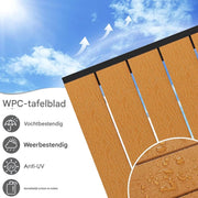 Tuintafel Zyrell - Buitentafel - Eettafel buiten - Outdoor - Voor Tuin & Terras - Rechthoekige Aluminium Tafel met Metalen Lattenbodem -110x70x73 cm - Hout
