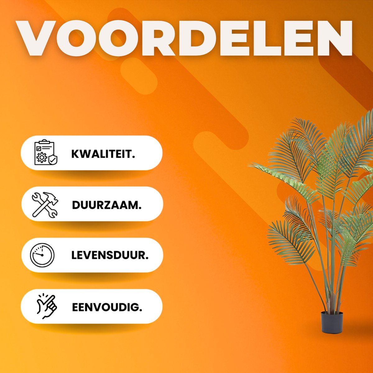 Kunstplant voor binnen en buiten - Areca Catechu - In pot - Kunstbloem - Waterdicht - Geurloos - Kunstmatig Plastic Plant