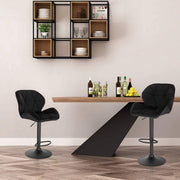 Barkruk - Zwart Velvet - Rugleuning - Verstelbaar - Zithoogte 60-82cm