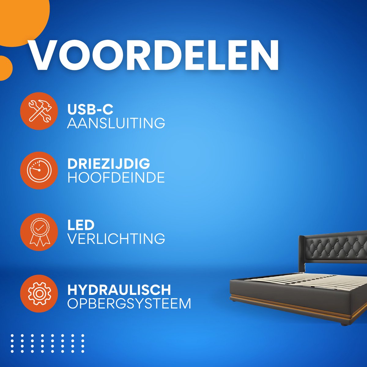 Bed - Tweepersoonsbedden - Tweepersoonsbed - Voor Slaapkamer - Tweepersoonsbed met USB-C, 3-zijdig Hoofdeinde & LED-verlichting - Hydraulisch met Opbergruimte - Zwart PU Leer - 160x200