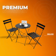 Bistroset 2 persoons - Metaal - Tuinset - Met bistrostoeltjes - 3-delig - Tuintafel - Zwart
