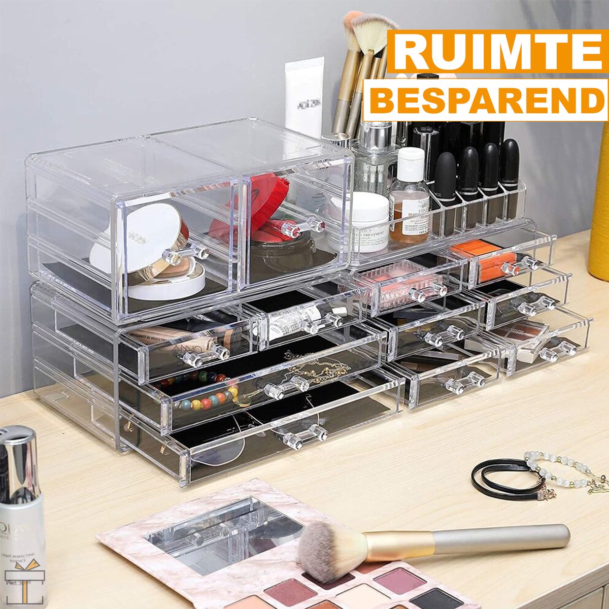 Luxe Make-up organizer - Cosmetica opberger - Transparant - Lippenstift, Nagellak, Parfum - Sieraden - Bureau