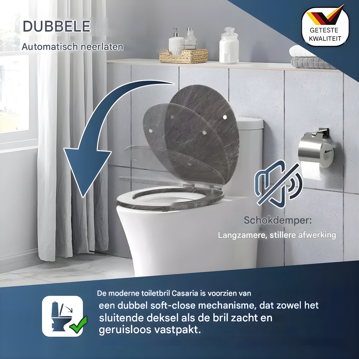 WC-bril - Toiletbril – Voor Toilet & Badkamer – Soft-Close - Grijs