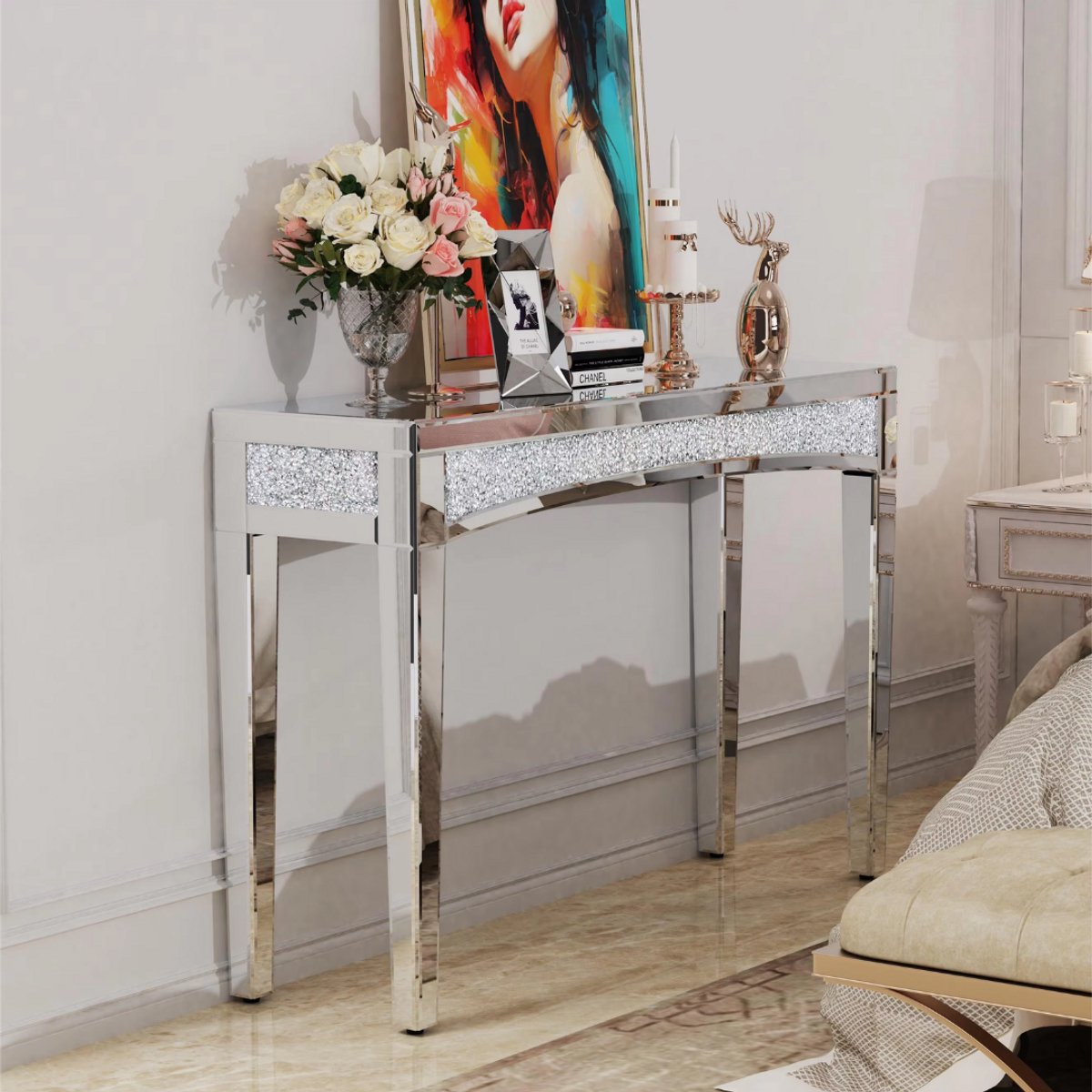 Consoletafel Blingi - Haltafel - Wandtafel - Zilver - Sidetable - 120cm - Modern