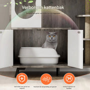 Grote Verborgen Kattenbakmeubilair - 3-Laags Planken met Kattenbakvanger - Kattenbakkast 100x92x50 cm voor de Woonkamer
