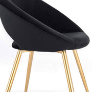 Bolt Edge Velvet Eetkamerstoel - Zwart - Gouden poten - Met armleuning - Set van 1