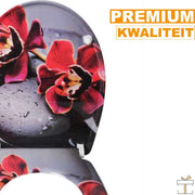 Bolt Edge Toiletbril - Rode bloem print - Antibacterieel - Softclose - Universeel ontwerp
