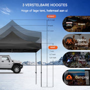 Partytent 3x3 meter - Met zijkanten - Vouwtent - Zwart - Paviljoen - Opbouwbaar - PVC tent - Tuintent