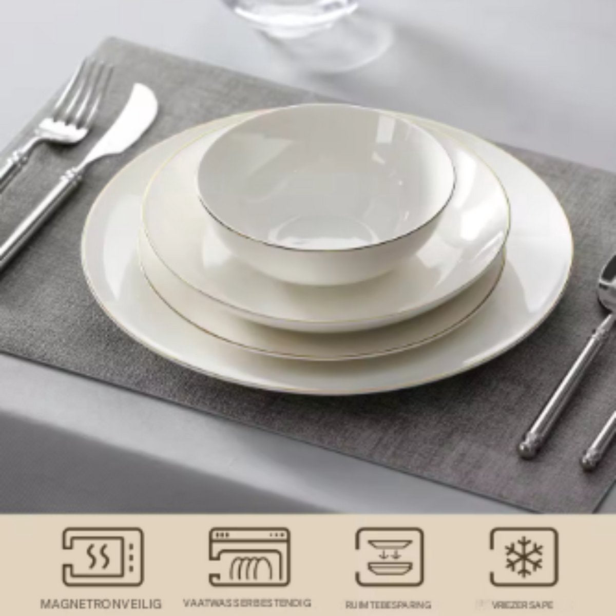 Luxora Dinerborden – Serviesset – 8 persoons – 32 delig – Wit Keramisch – Kleine Borden – Geschikt voor oven