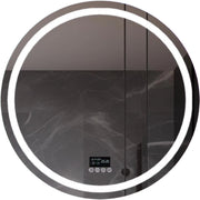 Badkamerspiegel Musica - Met verwarming en LED verlichting - Bluetooth en muziek - Rond - Geen condens - Spiegel voor badkamer - 80x80cm