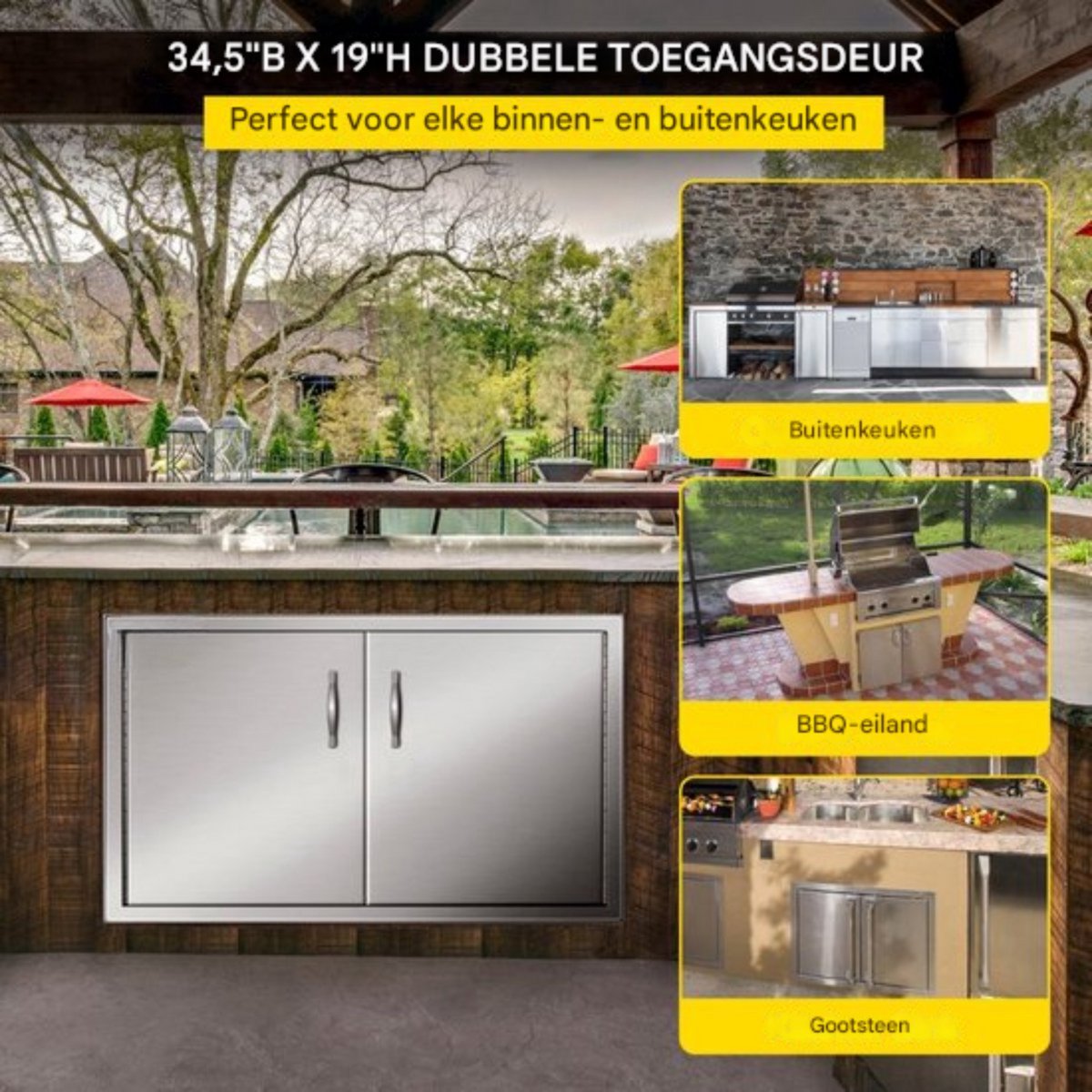 BBQ Dubbele Deur Luxe - RVS - Met Voering - 88 x 48 cm