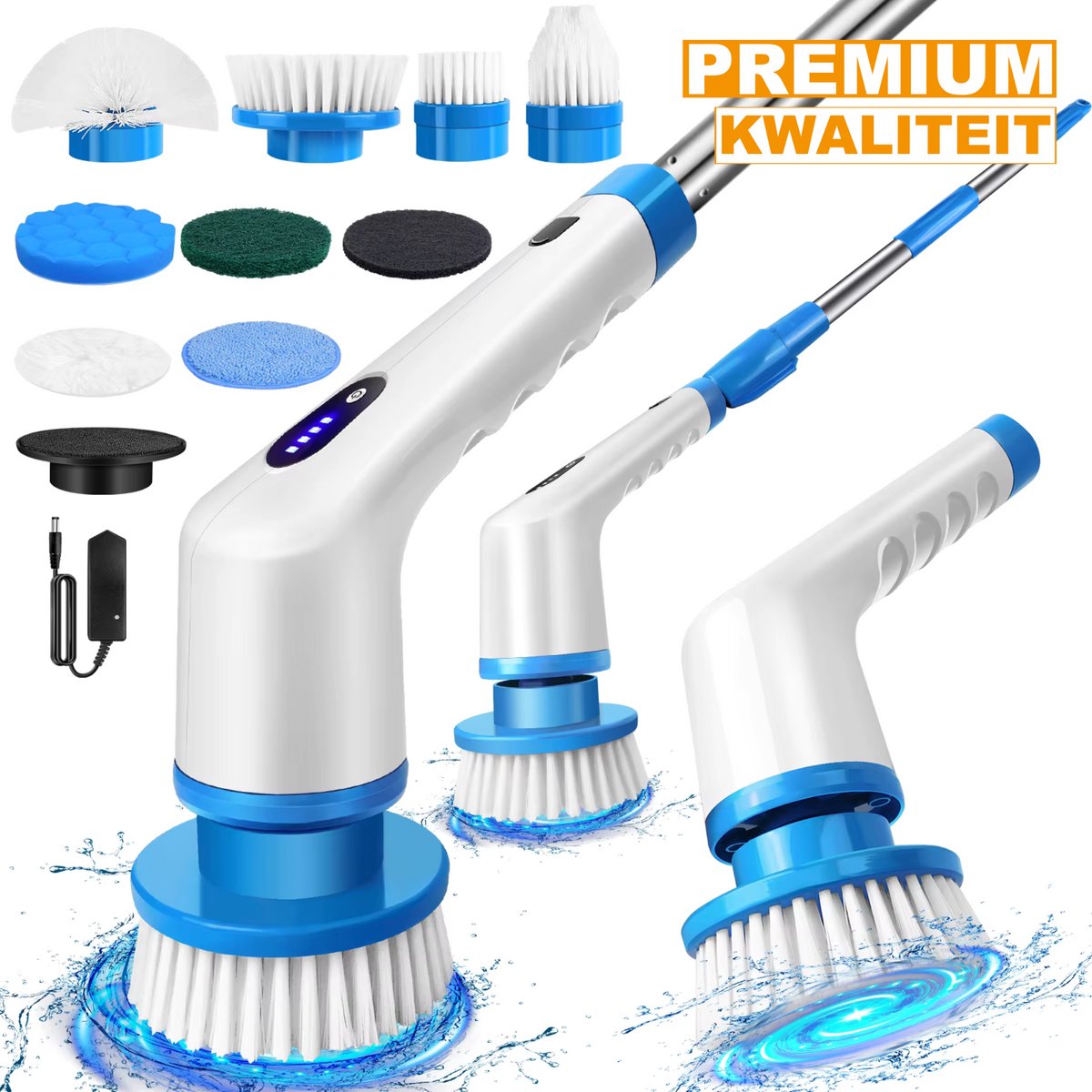 Elektrische Spin Scrubber Tavien - 10-in-1 - Draadloze Oplaadbare Reinigingsborstel met Verstelbare Handgreep voor Douche & Thuisgebruik