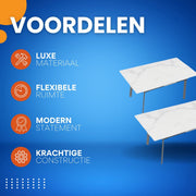 8-10 Personen Gesinterde Stenen Eettafel Opulence - 180 cm Uitschuifbare Keuken Eettafel voor Kerst - Metalen Frame