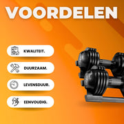 Verstelbare Halters - Halterset van 10 kg met Rek - Snel Verstelbare, Veilige Grip Gewichten voor Compacte Handgewichten - 2 stuks