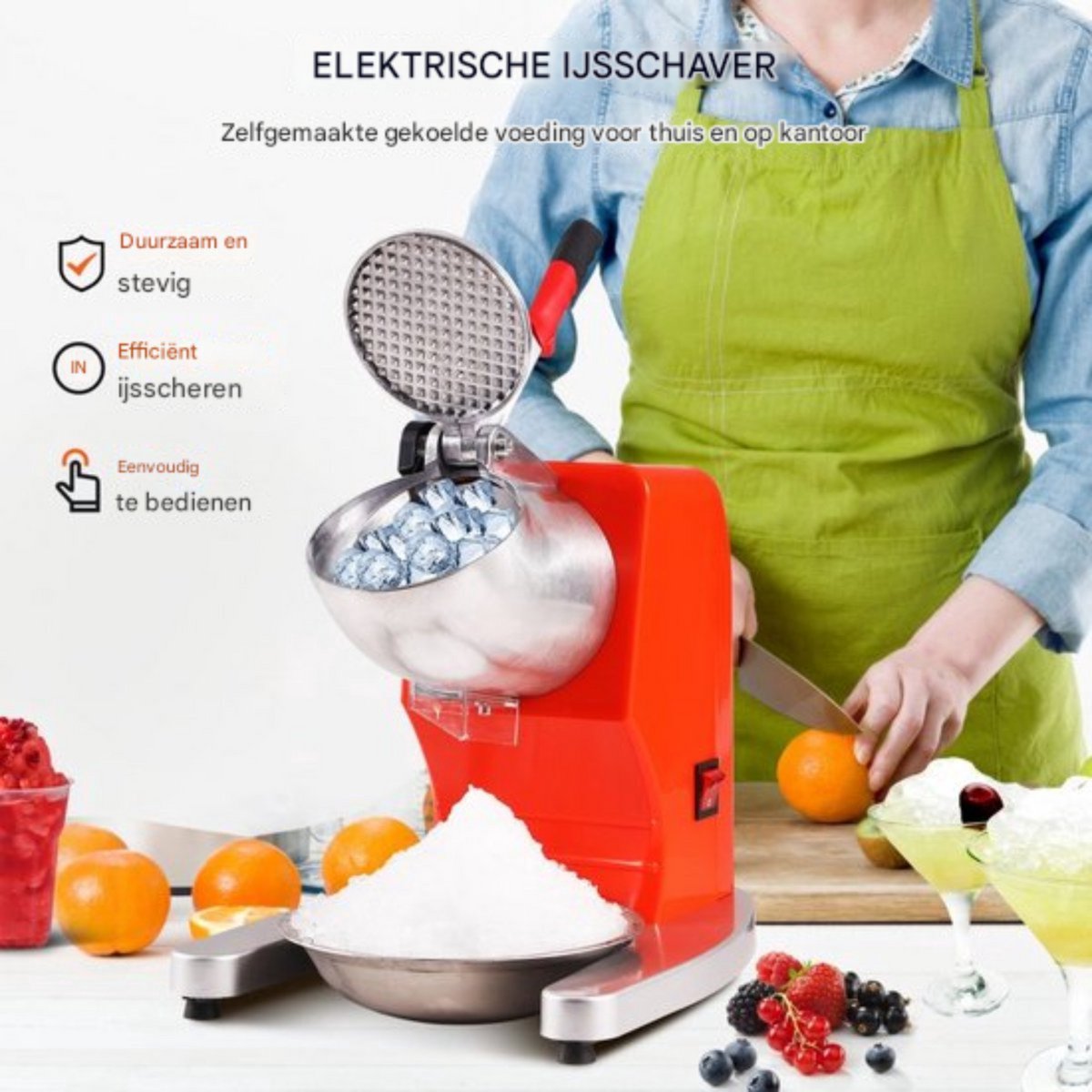 Elektrische ice crusher - 100KG/u - IJsbreker Machine - Ijscrushers - Ijsvergruizer - Slush puppy - Icebreaker - Incl. Extra Messen
